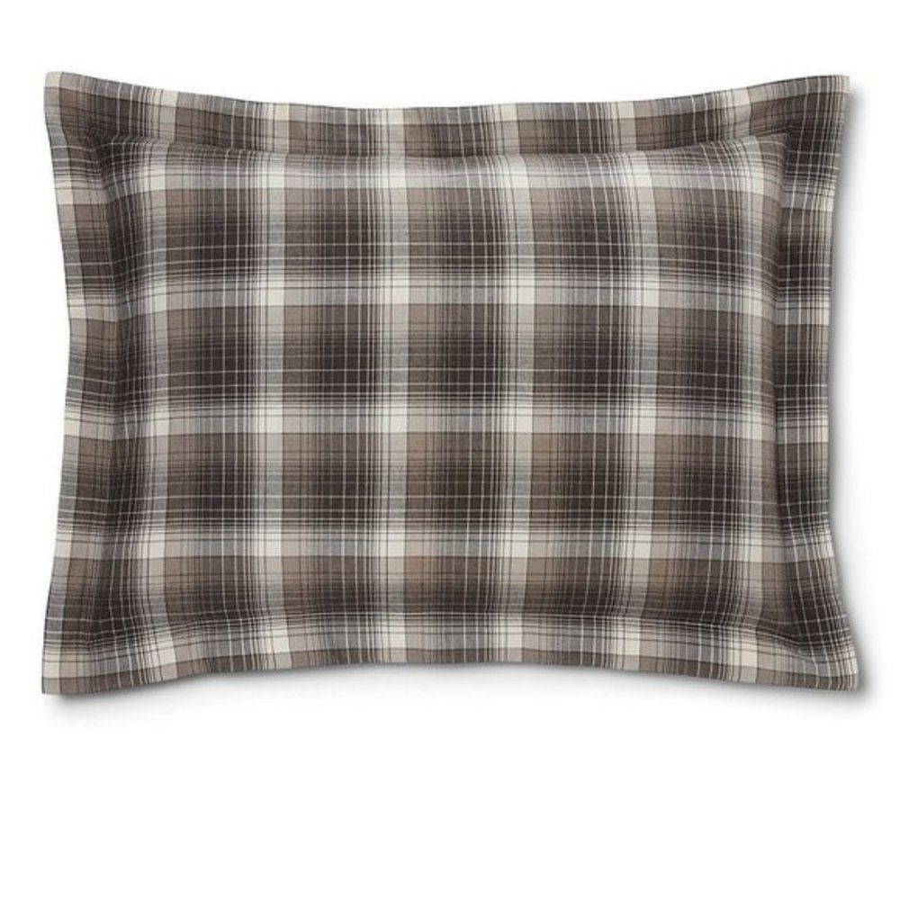 Ralph Lauren Jackson pillow sham standard gray brown plaid